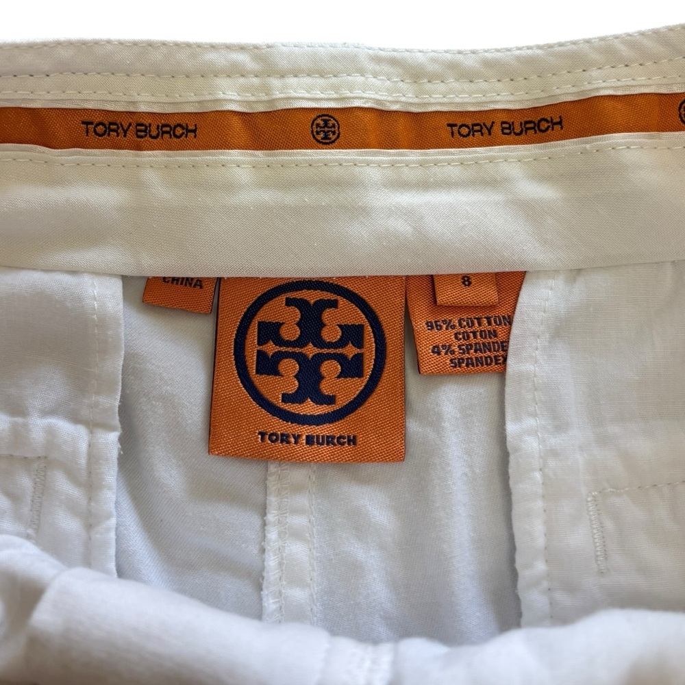 Tory Burch White Cotton Bermuda Shorts Sz 8  Stretch Classic Preppy Golf - Picture 7 of 10